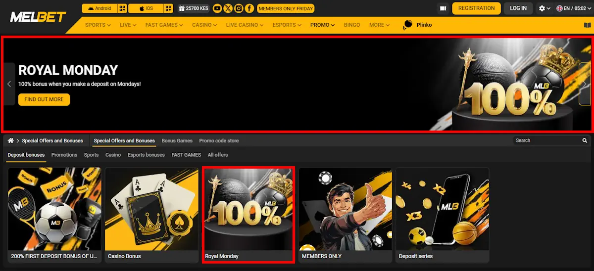 Melbet Royal Monday Screenshot